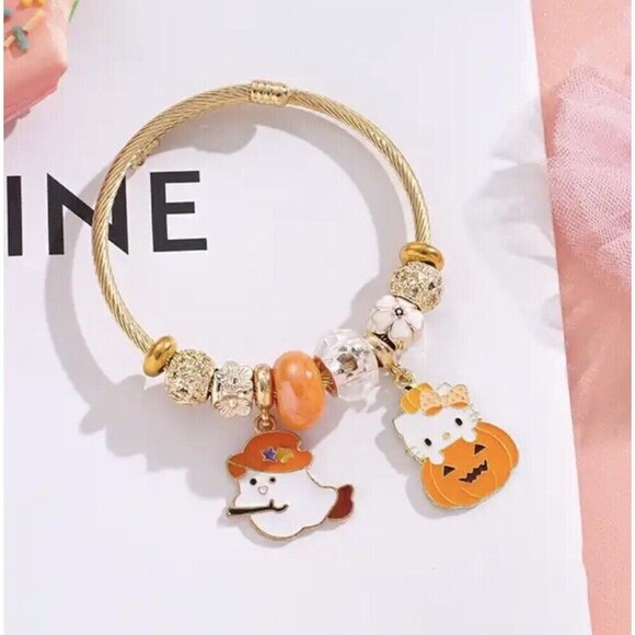 Hello‎ Kitty Anime Halloween Charm Bracelet￼ Pumpkin  Ghost Charm Bracele… - Picture 1 of 5